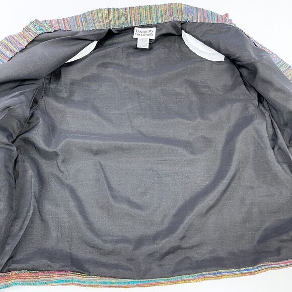 VTG Tantrums Collection Metallic Jacket Womens Small Silk Blend Textured Rainbow - Picture 8 of 9